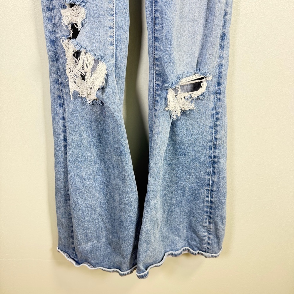American Eagle Outfitters Medium Blue Distressed Flare Jeans - Picture 6 of 9